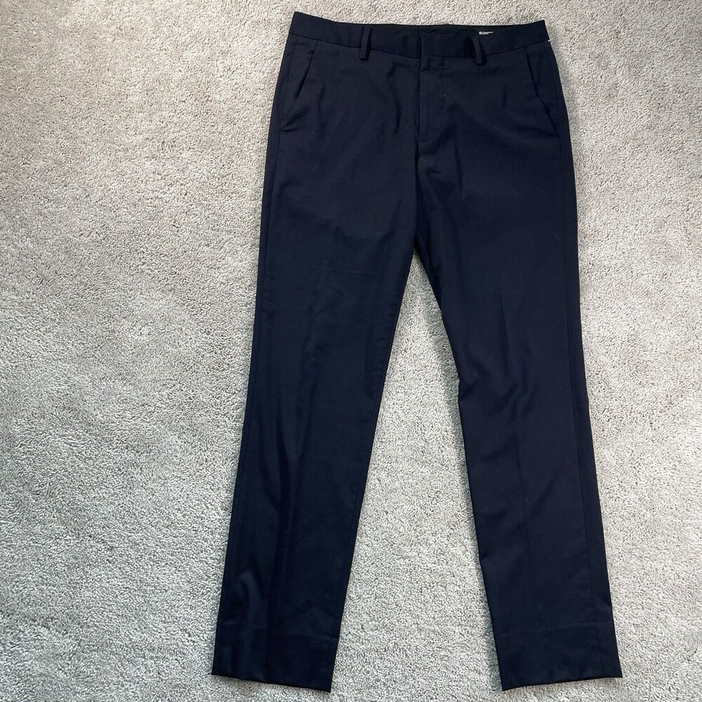 Bonobos Men's Dress Pants 32x32(Fits 32x31) Navy Blue Slim Fit Stretch